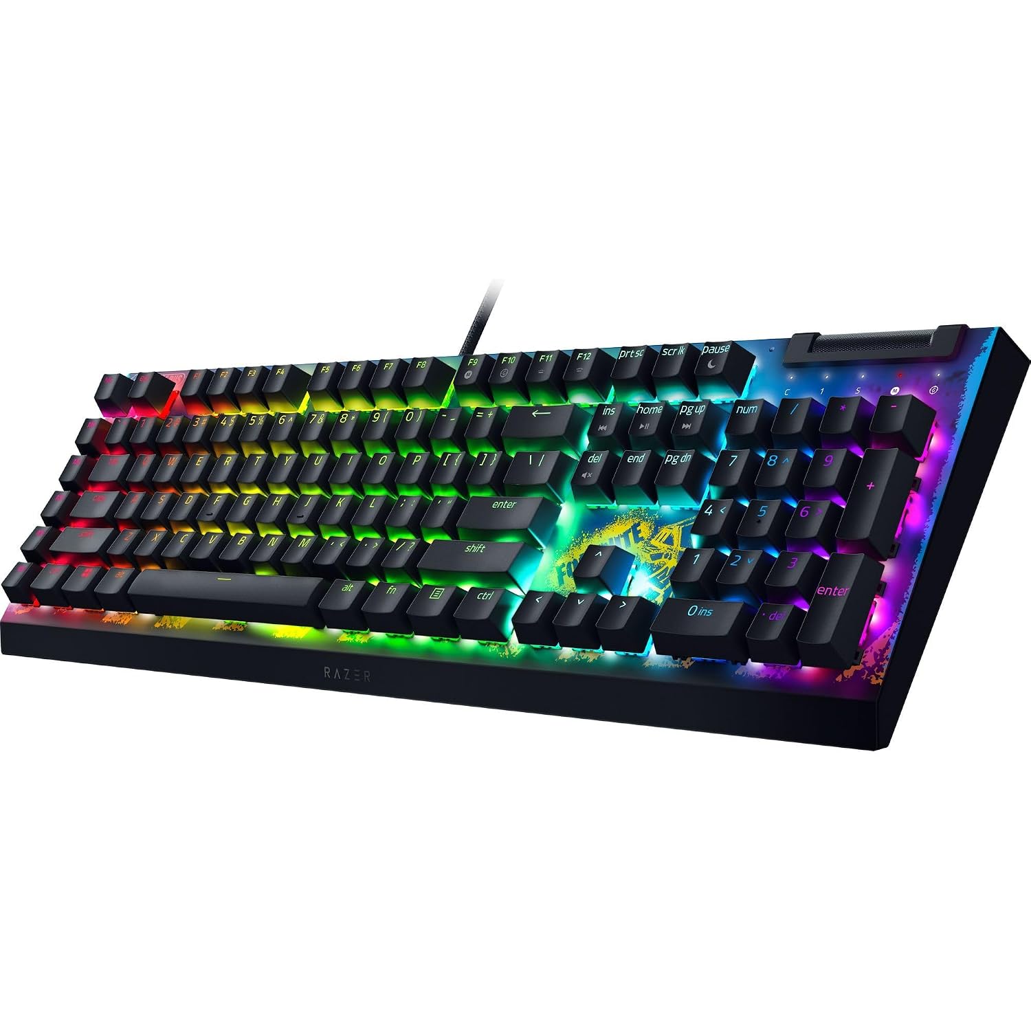 Razer BlackWidow V4 X Mechanical Gaming Keyboard: Yellow Switches Linear & Silent - 6 Macro Keys - Chroma RGB - Doubleshot ABS Keycaps - Roller & Media Keys Snap Tap - Fortnite Edition