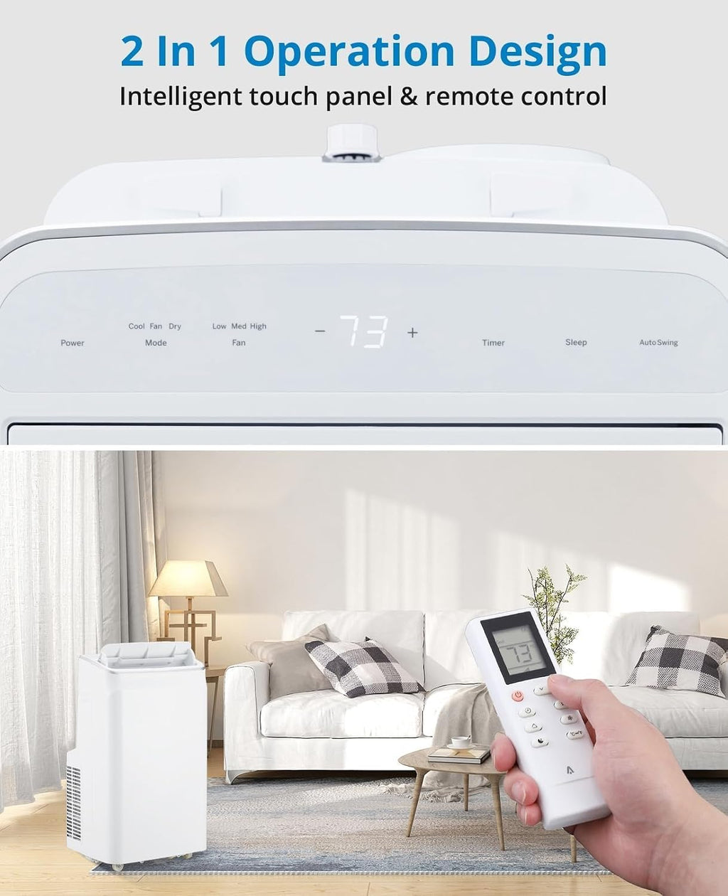12,000 BTUs 3-In-1 Portable AC: Chill, Dry & Circulate - Cools 550 Sq.Ft., Remote, Sleep Mode & 24H Timer