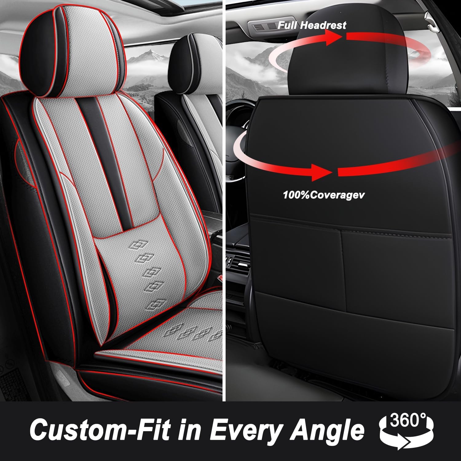 Car Seat Covers 2 Seats Fit for Mazda CX-30 2020-2024 2025,Waterproof Leather Seat Covers,Airbag Compatible,Car Seat Protectors Interior Sets(Front Set,Black&Grey)