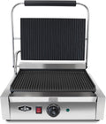 KWS PM-17 Premium 110V Electric Commercial 1700W Panini Grill with Grooved Plates - 13.5' x 9.25' Cooking Surface
