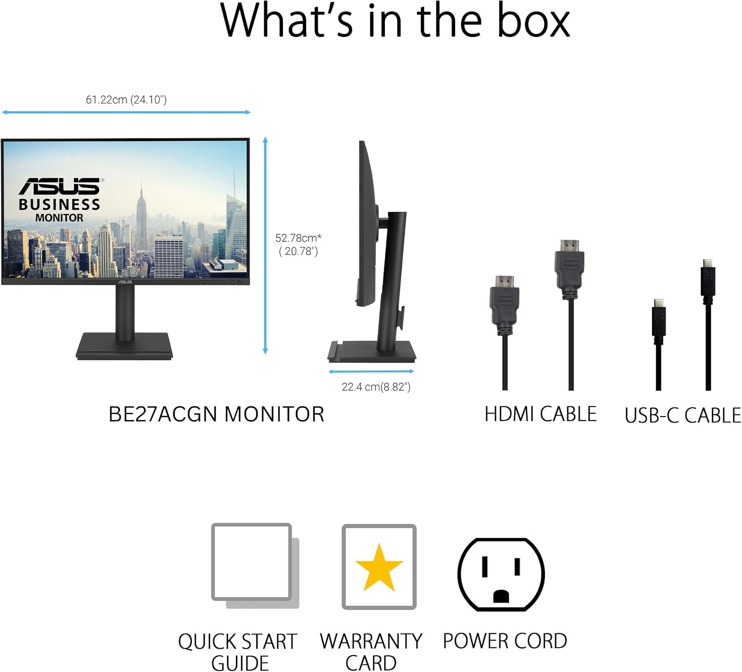 ASUS 27' 1440P USB-C RJ45 Docking Monitor (BE27ACGN) – QHD (2560x1440), IPS, 120Hz, Frameless, Speakers, Height Adjustable, DisplayPort Daisy-Chain, Power Sync, Eye Care, 3 yr Warranty