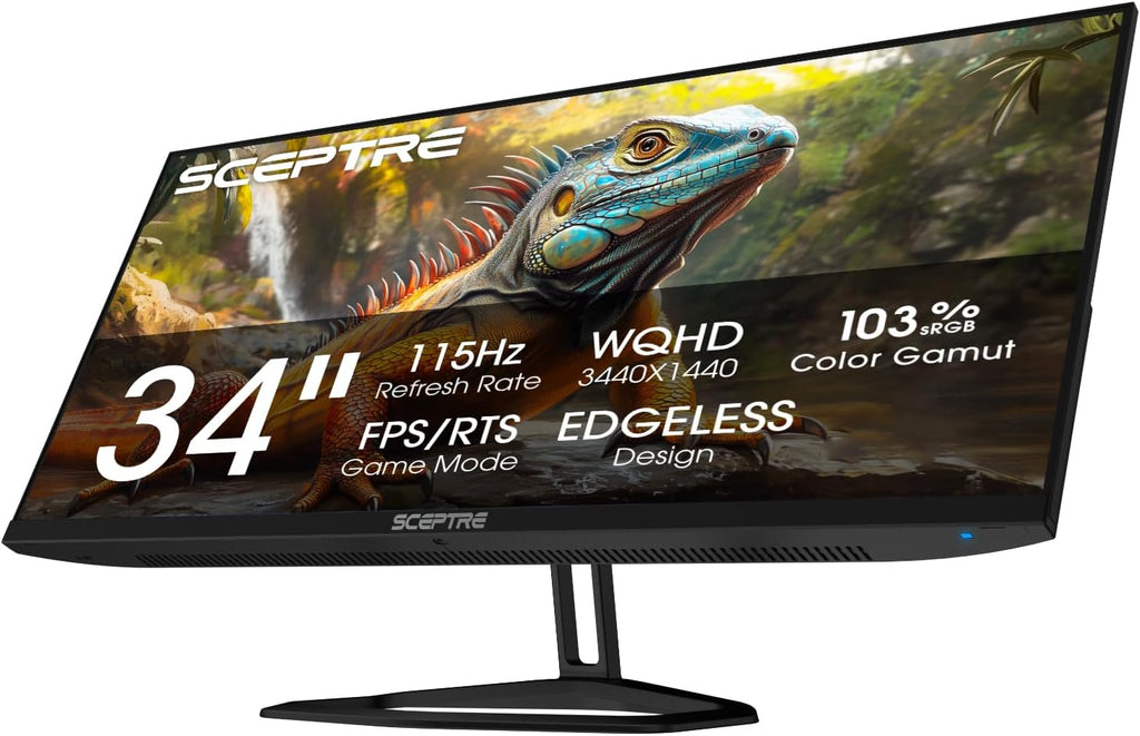 New! Sceptre 34-inch Prime Monitor 3440 x 1440 up to 115Hz 103% sRGB DisplayPort HDMI Build-in Speakers, Machine Black 2026 (E345W Series)