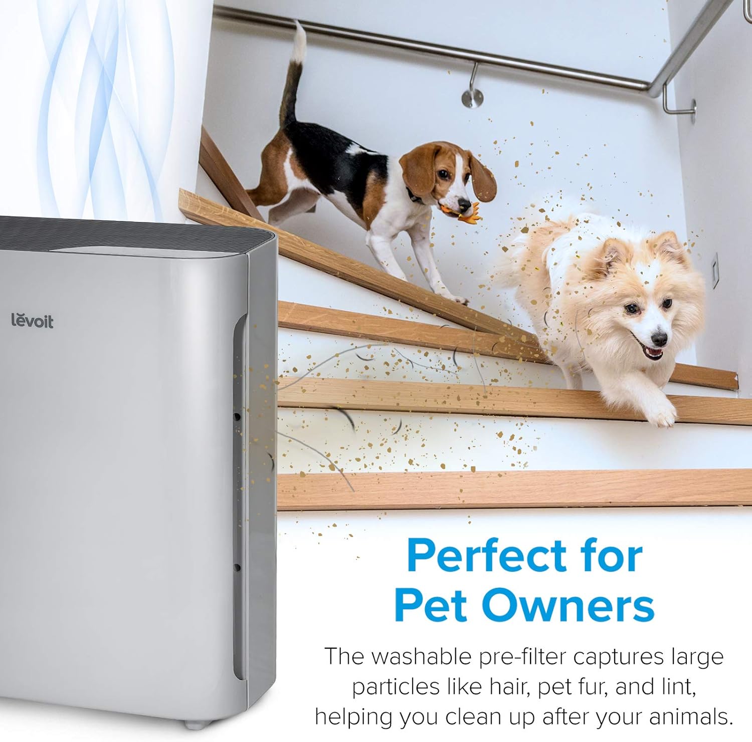 LEVOIT Air Purifiers for Home Large Room, Main Filter Cleaner with Washable Filter for Allergies, Smoke, Dust, Pollen, Quiet Odor Eliminators for Bedroom, Pet Hair Remover, Vital 100, Grey