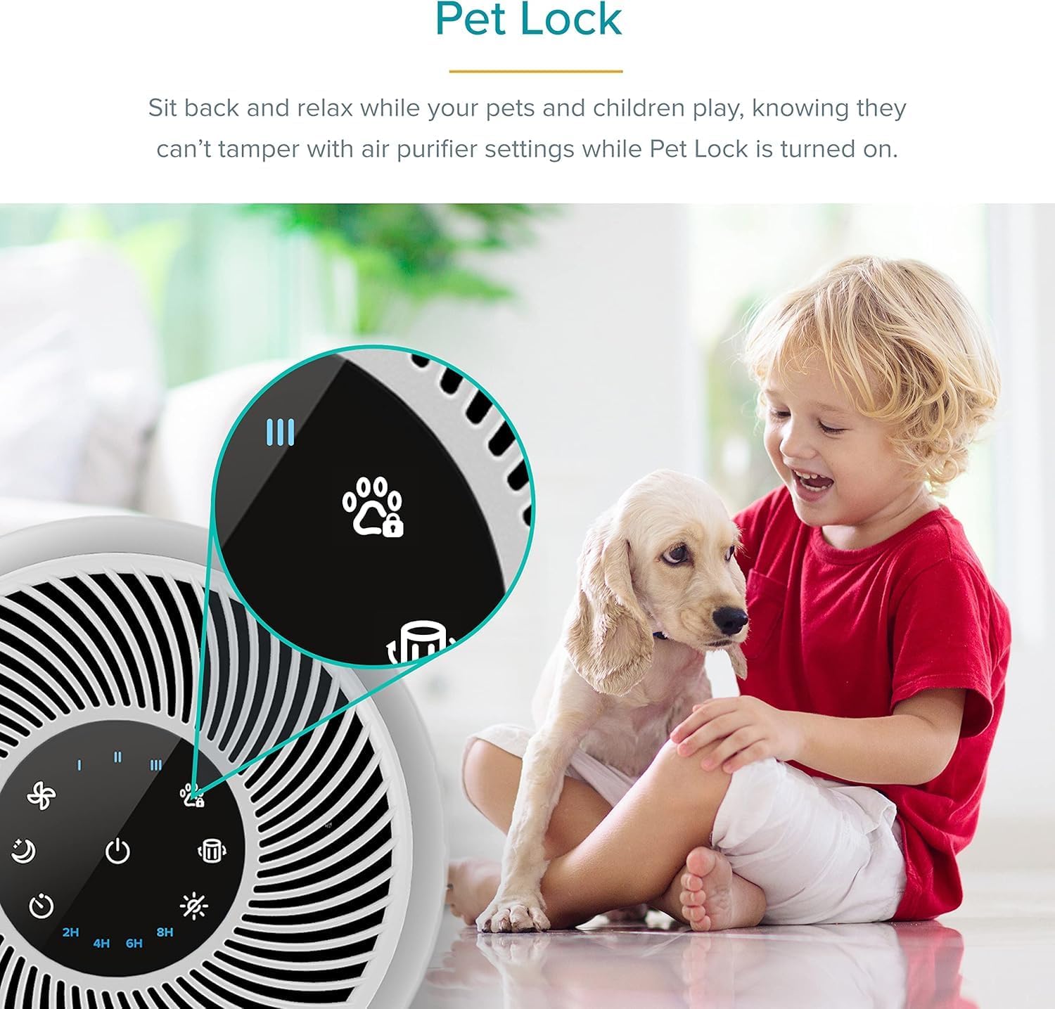 LEVOIT Air Purifier for Pets, Home, Large Rooms, and Bedrooms, HEPA Sleep Mode, AHAM VERIFIDE, Efficient Filter for Pet Dander, Odors, Captures Smoke, Dust, Mold, Pollen, Pet Lock, Core P350-P, Grey