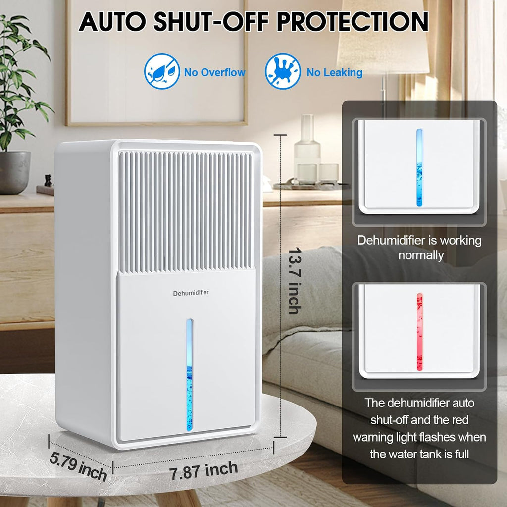 Dehumidifiers for Home, 101OZ Dehumidifier (800 sq.ft), Upgraded Dehumidifier for Basement, Bedroom, Bathroom, RV, Closet with Auto-off, Sleep Mode, 7 Colorful Nightlight, Quiet Small Portable - White