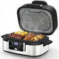 Electactic Smokeless Indoor Grill with Air Fry, Electric Grill with 5 Cooking Modes, 5QT Capacity, Adjustable Time & Temperature, LCD Displays