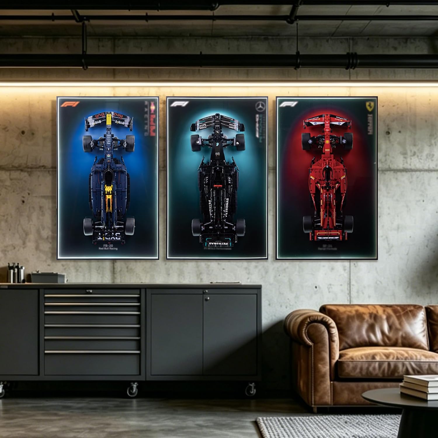 Display Wallboard for Lego Technic Mercedes F1 W14 E Performance Model Car 42171,Display Board with LED Lights,Adult Collectibles Wall Mount,Gift Idea, Home Decor(No Car Included)