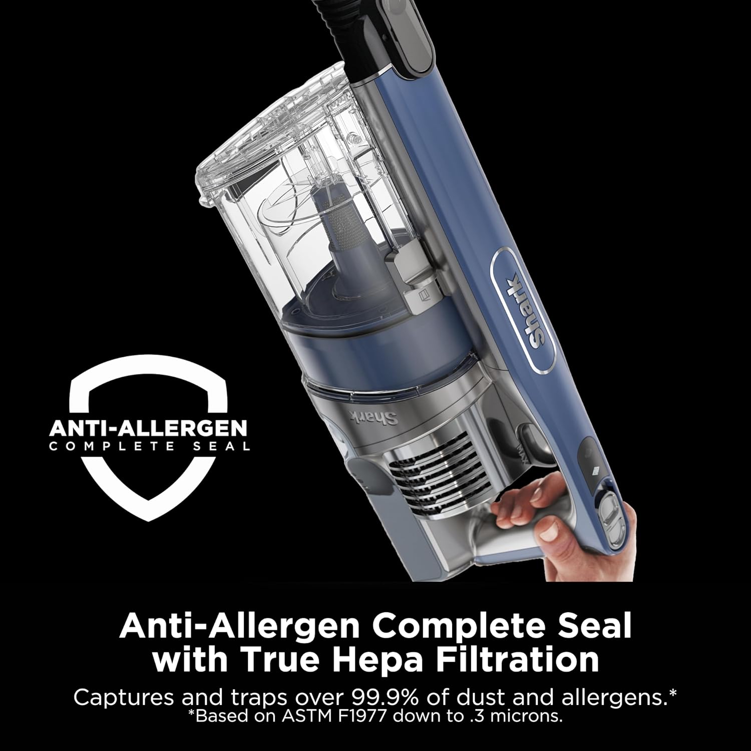 Shark Cordless Pet Plus Vacuum with HEPA Filter, Powerful Suction, Lightweight, 40min Runtime, Anti-Allergen Complete Seal, PowerFins, Self-Cleaning Brushroll, for Carpets & Hardfloors, Blue, IZ361H