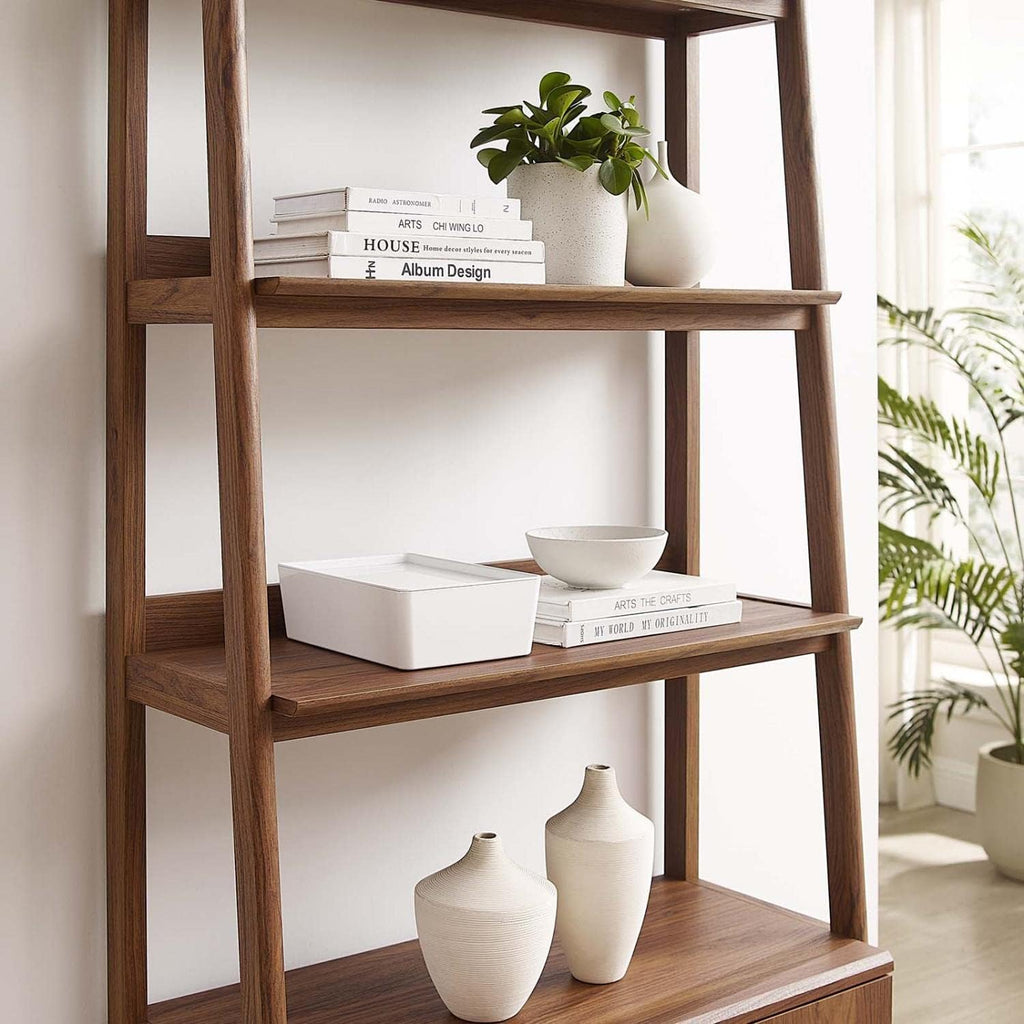 Modway 33' Bookshelf Display Case in Walnut