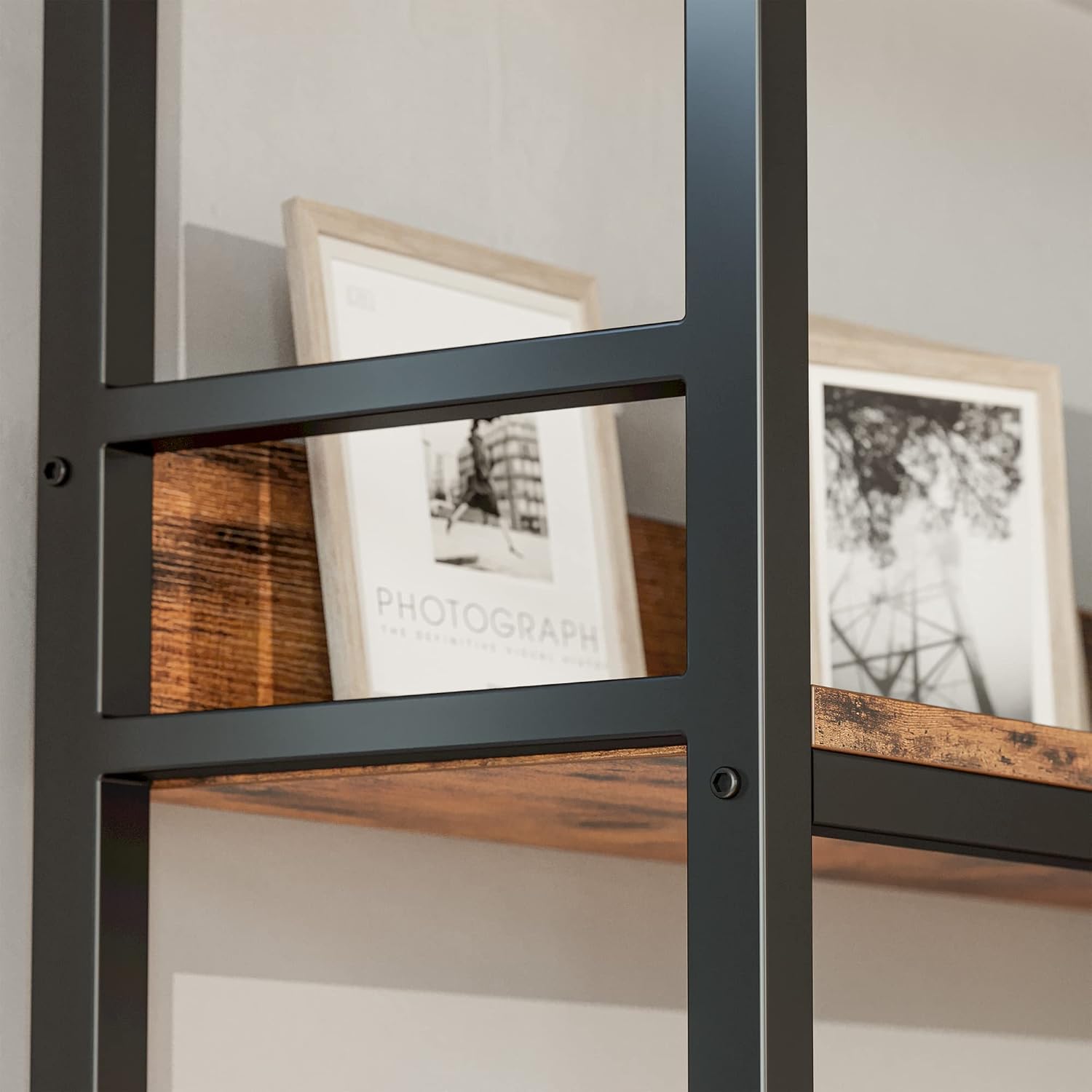 IRONCK Corner Bookshelf 6 Tiers, Industrial Corner Bookcase with Baffles Etagere, L Shaped Bookshelves with Metal Frame, Corner Shelf Storage Rack for Living Room Home Office