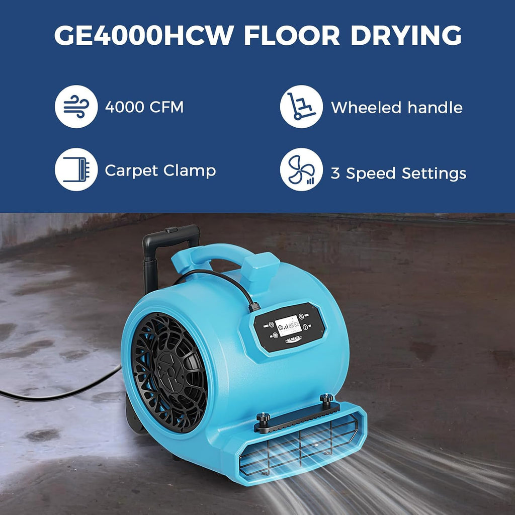 ALORAIR Water Damage Restoration Combo Package 8x Air Mover 2x Air Scrubber 1x Commercial Dehumidifier Ideal for Industrial, Commercial & Home Use - Set 4