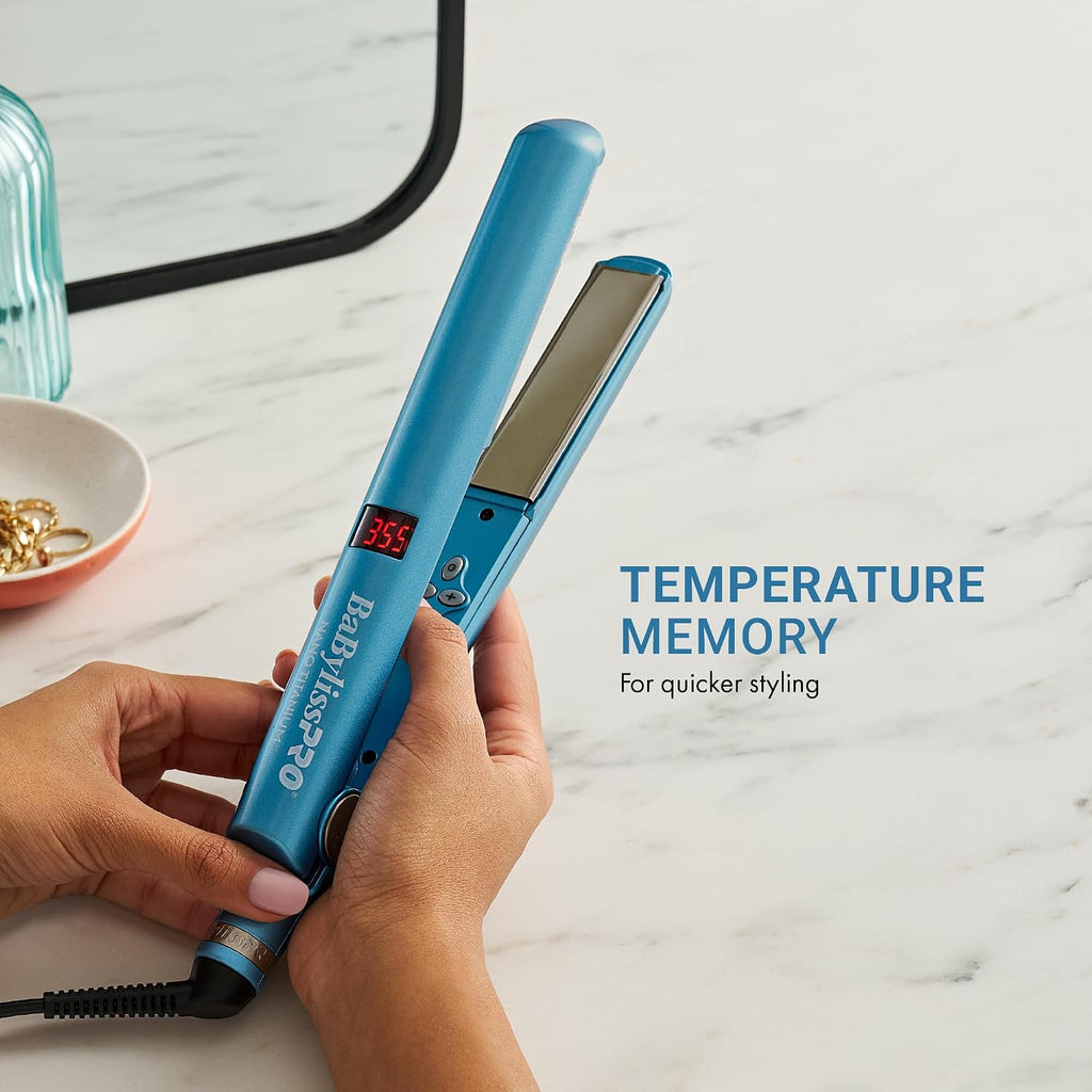 BaBylissPRO Nano Titanium Flat Iron Hair Straightener, Digital Flat Iron for Pro Salon Results, Styling Tool for All Hair Types