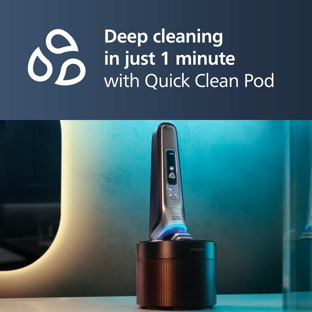Philips Norelco Shaver Series 9000 Space Grade Edition, Wet & Dry Electric Shaver, with Lift & Cut Shaving System, Pop-up Trimmer, Cleaning Pod & 3 Cartridges, Charge Stand & Travel Case, S9979/92