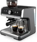 GarveeHome Espresso Machine With Grinder, 20 Bar Semi-Automatic Espresso Coffee Maker With Milk Frother Steamer Wand Cappuccino Latte Macchiato, 95 oz Water Tank, Pid Temperature Control-Dark Gray