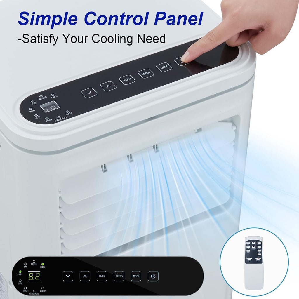 10,000 BTU Portable Air Conditioners, 3-in-1 ModesUp to 450 Sq.Ft.,LED Display, Remote Control, 24H Timer, Quiet Floor AC with Window Installation Kit,for Bedroom.