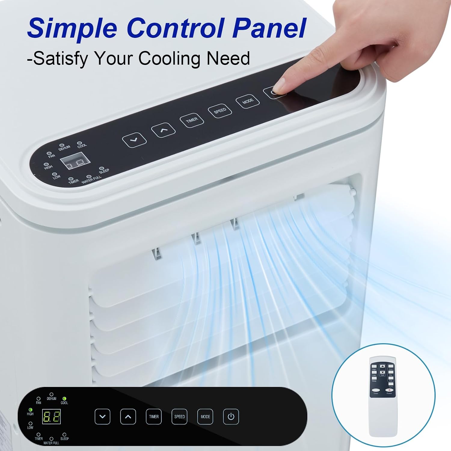 10,000 BTU Portable Air Conditioners, 3-in-1 ModesUp to 450 Sq.Ft.,LED Display, Remote Control, 24H Timer, Quiet Floor AC with Window Installation Kit,for Bedroom.