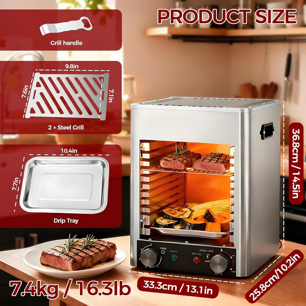 BANGBANGJI 1700W Electric Infrared Grill, Indoor Commercial Grill Oven, Time Temperature Adjustable, Perfect for Professional & Home Cooking Needs