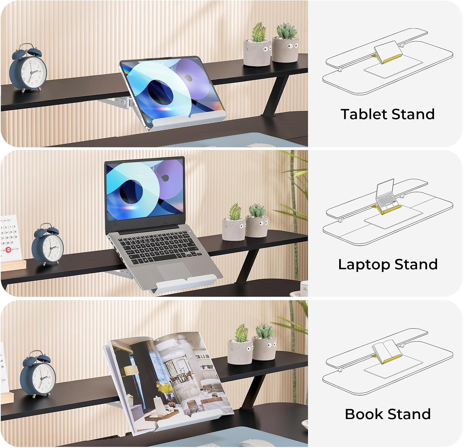 COMHOMA Electric Standing Desk with Drawers, 48 x 24'' Sit Stand up Desk with Monitor Stand, Laptop Stand, Height Adjustable Ergonomic Home Office Computer Desk with Memory Preset Controller (Black)
