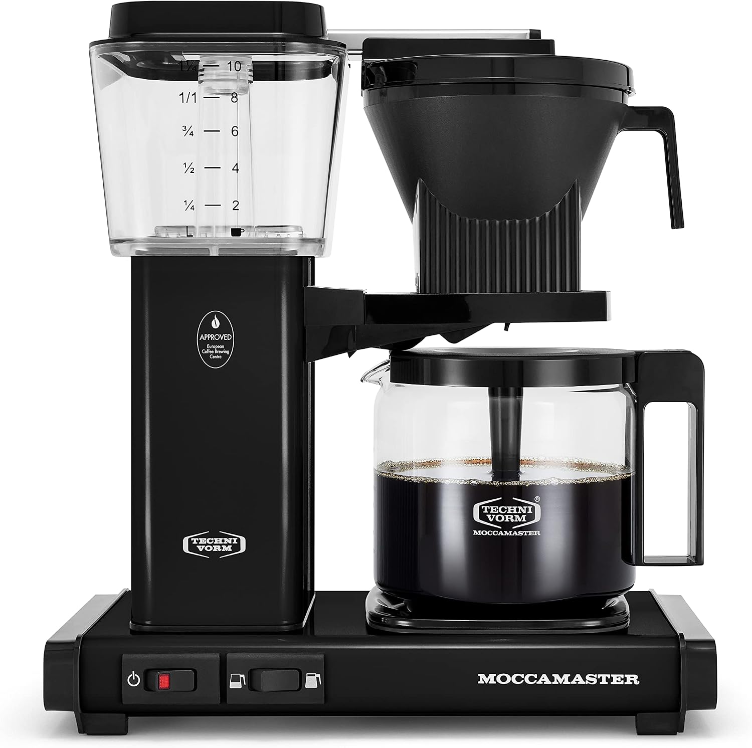 Technivorm Moccamaster 53937 KBGV 10-Cup Coffee Maker Black, 40 Ounce, 1.25l & #4 White Paper Filters, 100-count per box