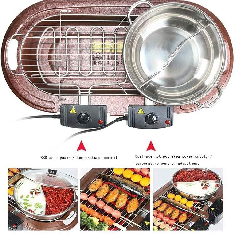 Barbecue Grill Multifunction Electric Grill Electric Grill Indoor Hot Pot Indoor Teppanyaki Grill with Divider Separate Dual Temperature Con tral Capacity