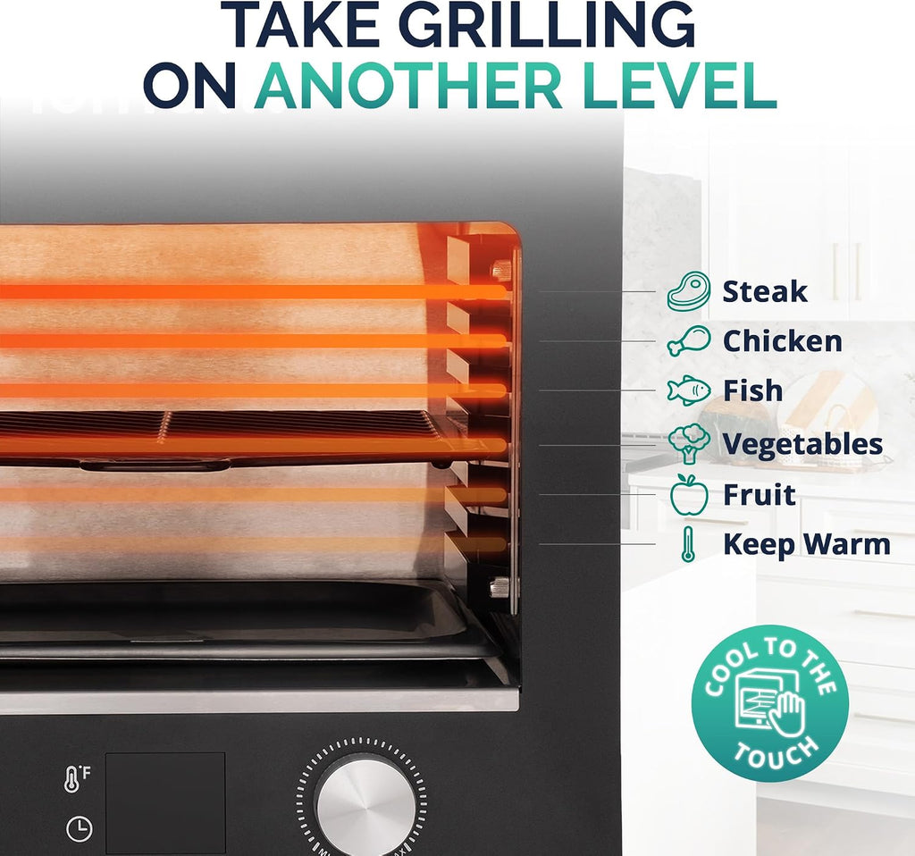 Luma® by Newair Electric Grill for Steaks | 1450°F Infrared Indoor Smoker with Cool-Touch Exterior | Portable Countertop BBQ Grill for Kitchen or Patio
