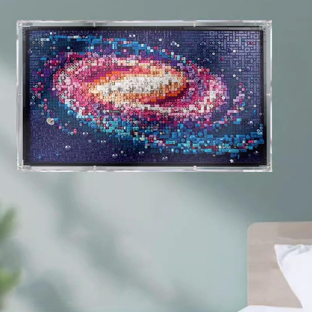 Transparent Lego 31212 Galaxy Pixel Art Wall Mounted Picture Frame Dusty Display Case with Open Door Wall Mounted Model (Model Not Included)