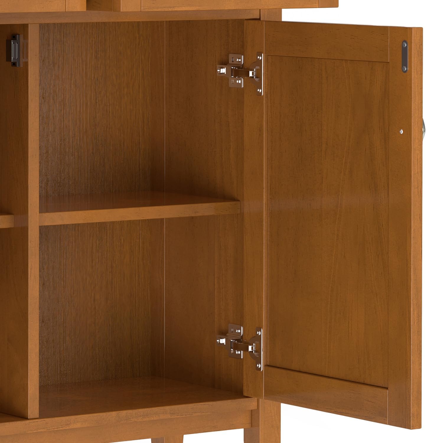 SIMPLIHOME Warm Shaker Storage Cabinet - 36 inch Wide Solid Wood 2-Shelf Entryway Storage Cabinet in Light Golden Brown, Transitional Accent Cabinet for Entryway with Drawers and Adjustable Shelves