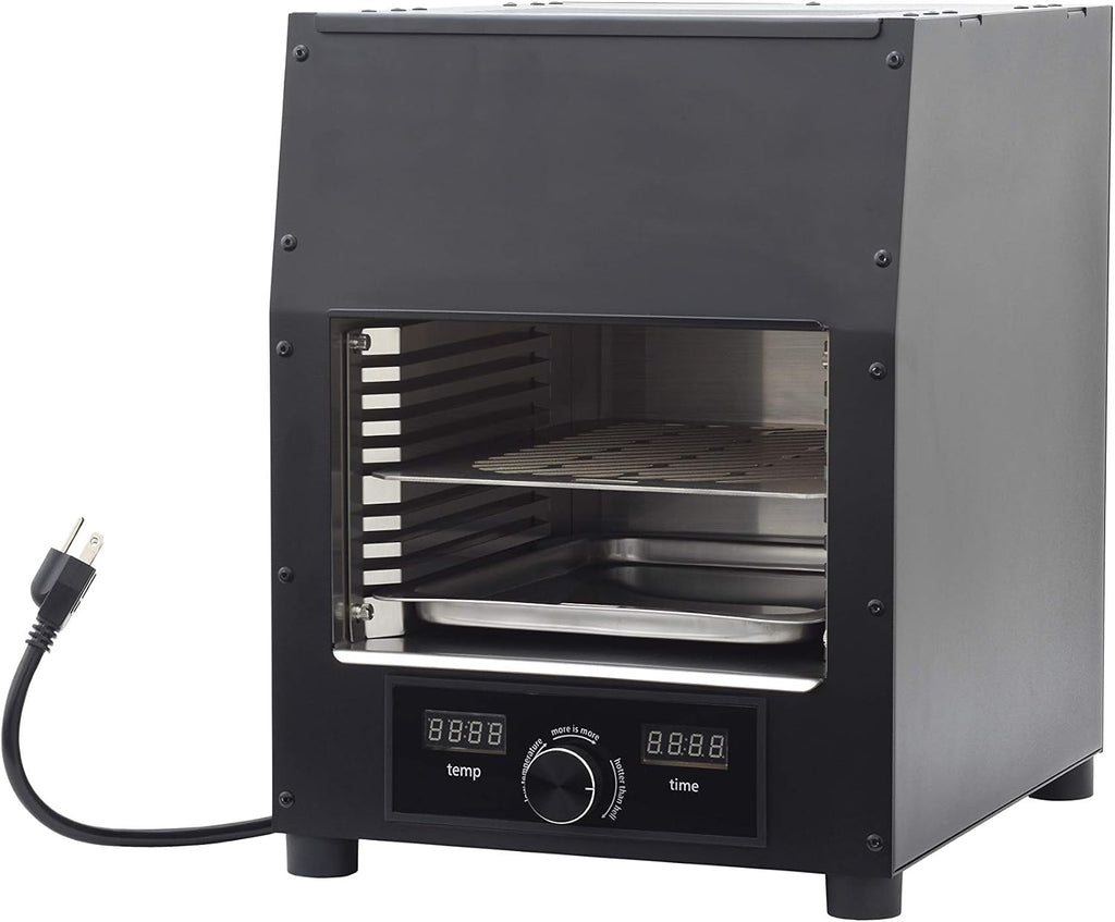 Flame King Scorch Smokeless Infrared Electric Broiler for Indoor Use, Fits on Kitchen Counter, Insulated, Comes with Broiler Tray Black