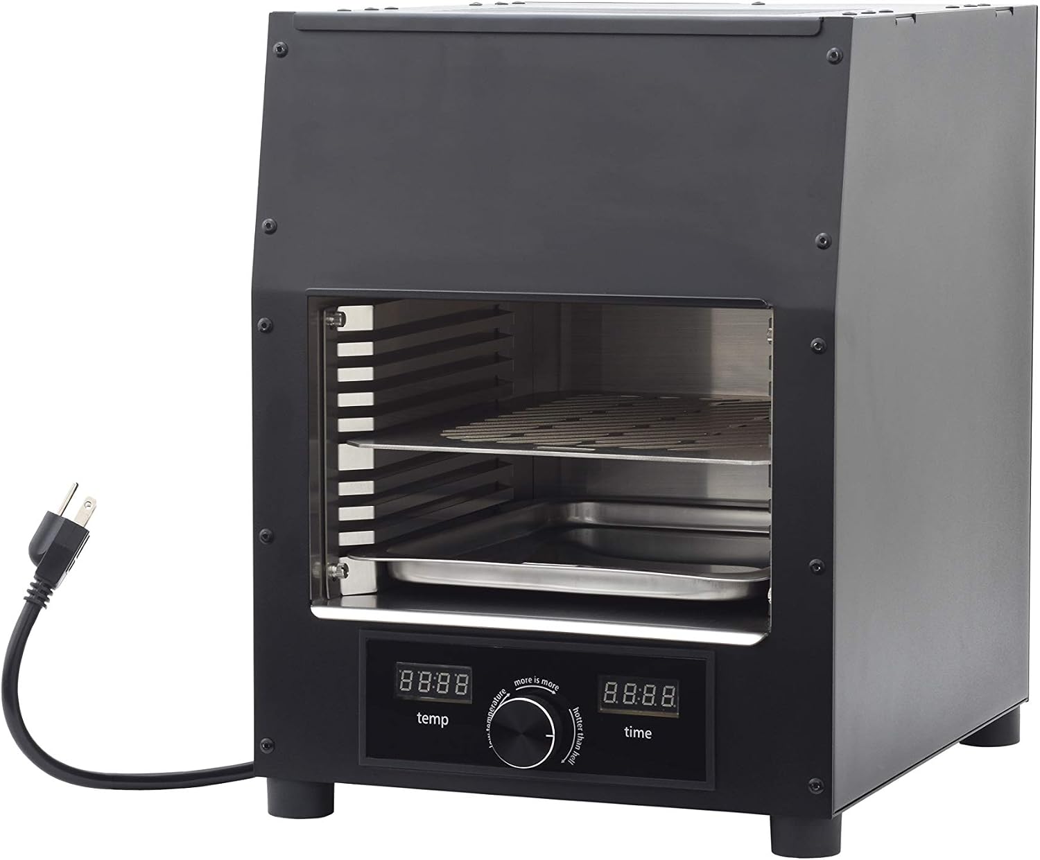 Flame King Scorch Smokeless Infrared Electric Broiler for Indoor Use, Fits on Kitchen Counter, Insulated, Comes with Broiler Tray Black
