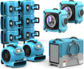 ALORAIR Water Damage Restoration Combo Package 8x Air Mover 2x Air Scrubber 1x Commercial Dehumidifier Ideal for Industrial, Commercial & Home Use - Set 4