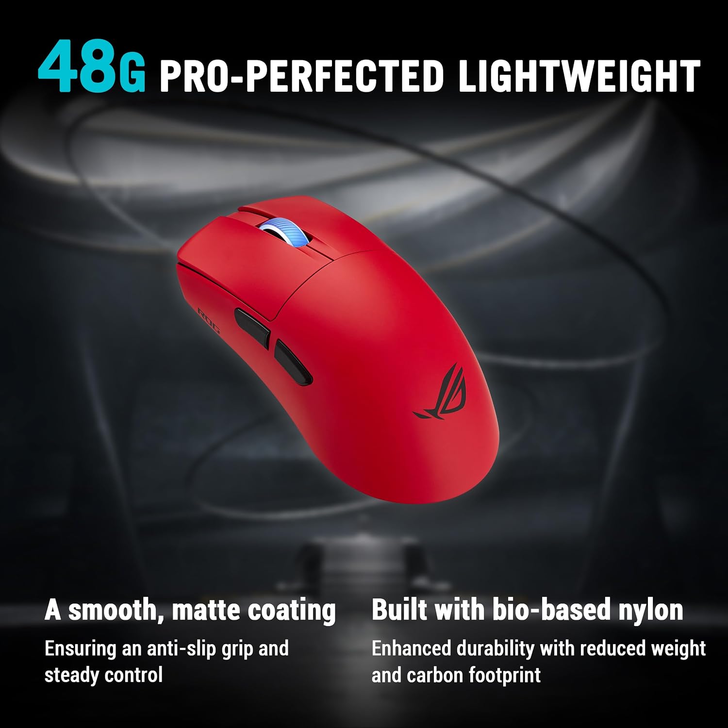 ASUS ROG Harpe II Ace Wireless Esports Gaming Mouse – Pro-Tested, Right-Handed, 48g Lightweight, Tri-Mode Connectivity, 42K DPI, 8K Polling, 101Hr Battery, Web-Based Tool, PC/Mac Support – Lava Red