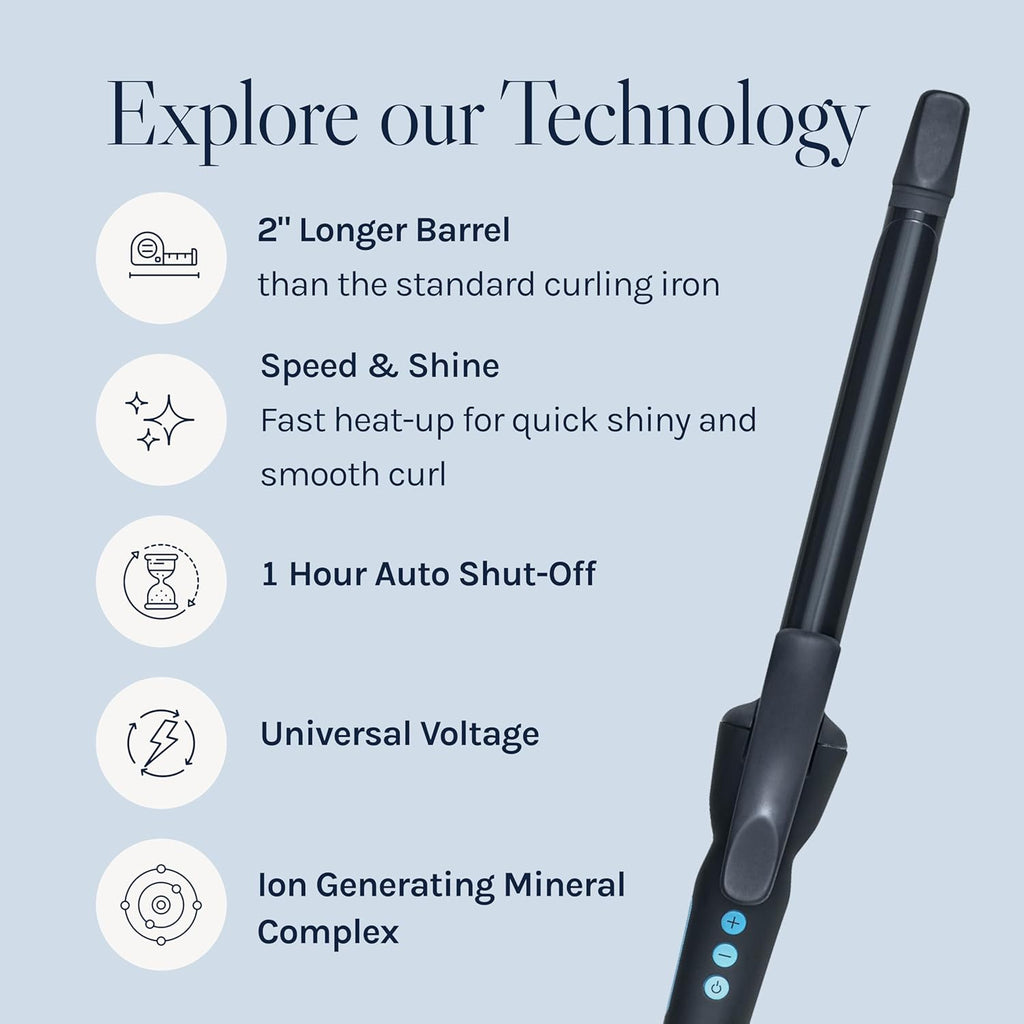 Bio Ionic Long Barrel Curling Iron with Moisture Heat Technology & NanoIonic MX Versatile Curling Wand - Multiple Barrel Sizes for Tight, Classic, Loose & Soft Curls