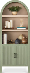 Best Choice Products 72' Tall Arched Pantry Cabinet w/Reeded Doors, 5-Tier Bookshelf, Armoire, Hutch, Bookcase, Storage Cabinet w/Adjustable Shelves, for Dining Room and Livingroom - Sage