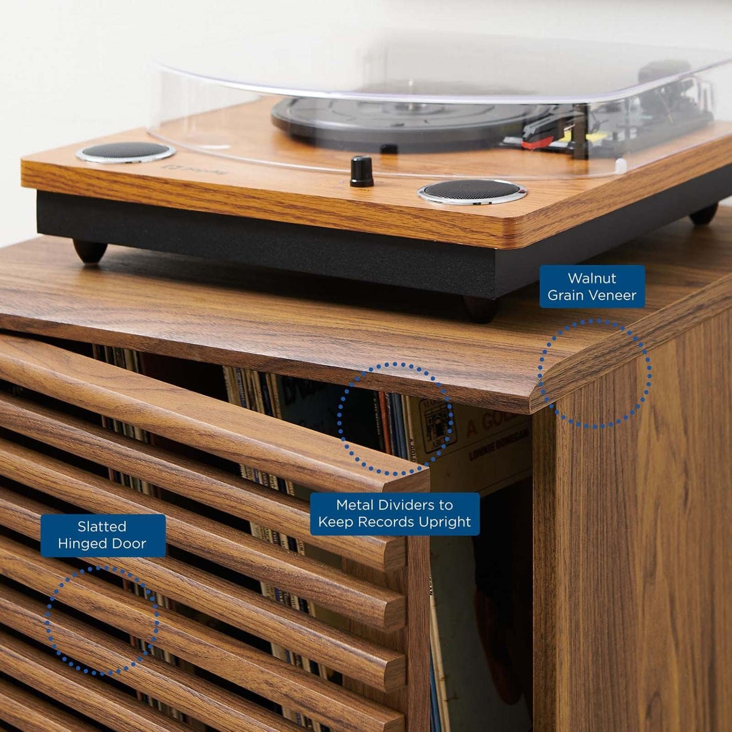Modway Render Mid-Century Modern 19' Vinyl Record Display Stand in Walnut, 19 Inch