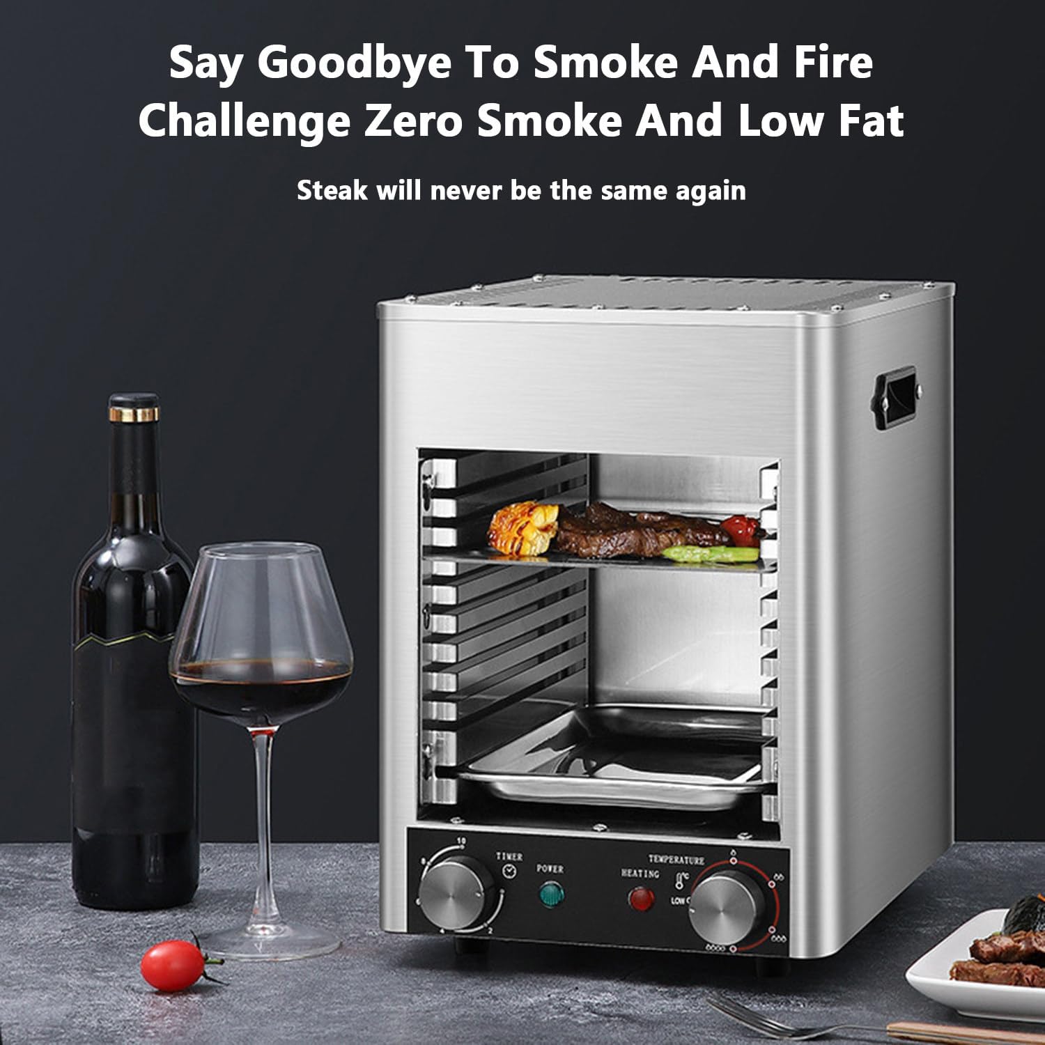 Steak Searer,Steak Grill,5.0min Fast Preheating,Maximum Temperature 800℃,Time and Temperature Can Be Set,Suitable for Family Gatherings