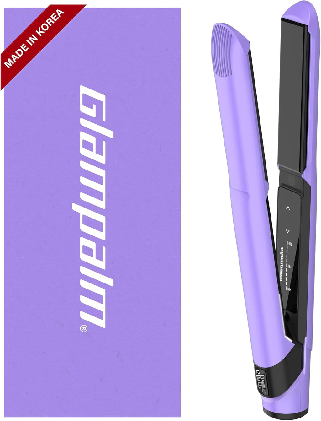 GLAMPALM GlamMuse 1' | All-Ceramic Flat Iron Infused with Vita-C, Salon Results with Less Heat Damage, Trusted by K-Pop Hair Stylists, Dual Voltage Hair Straightener, Silk Press | GP201T
