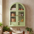 Medicine Cabinet with Tempered Glass Door, Arched Bathroom Wall Cabinet with Adjustable Shelf, for Kitchen, Living Room, Entryway, Laundry Room, Apartment, Office, Small Space, Green