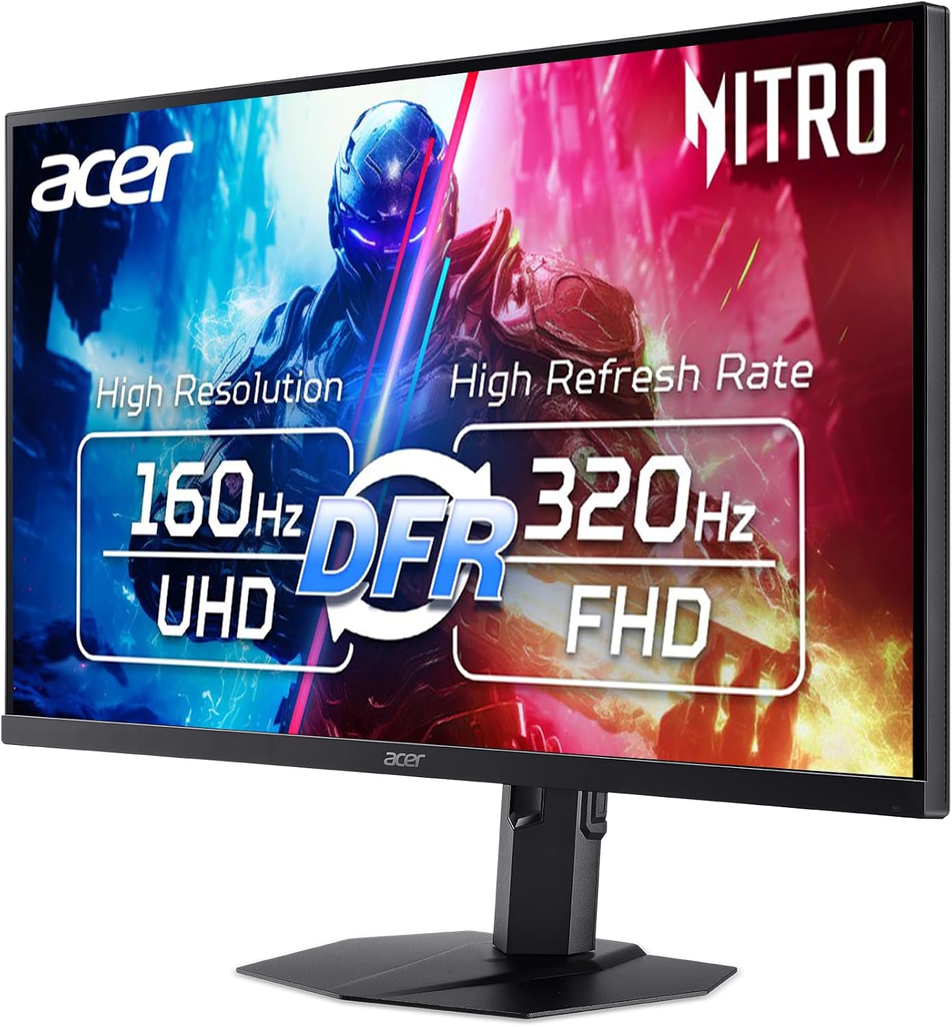 Acer Nitro 27' 4K UHD 3840 x 2160 Gaming IPS MiniLED Monitor | AMD FreeSync Premium | 160Hz Refresh Rate to FHD 320Hz (DFR) | Up to 0.5ms | 1 x Display Port 1.4 & 2 x HDMI 2.1 Ports | XV275K V3biipprx