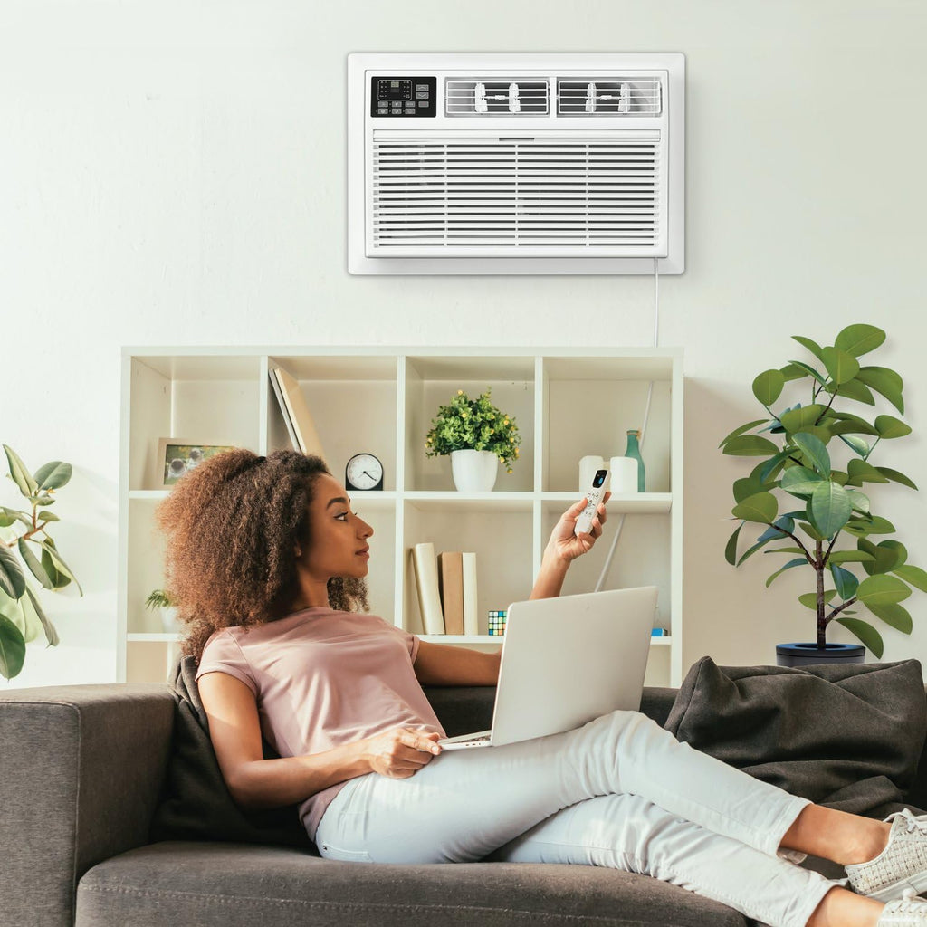 Whirlpool 10,000 BTU Through the Wall Air Conditioner, 230V, Cools up to 450 Sq. Ft for Living Room, Bedroom, Kitchen, Apartment, with Dehumidifier, Remote Control, Digital Display, 24H Timer, White