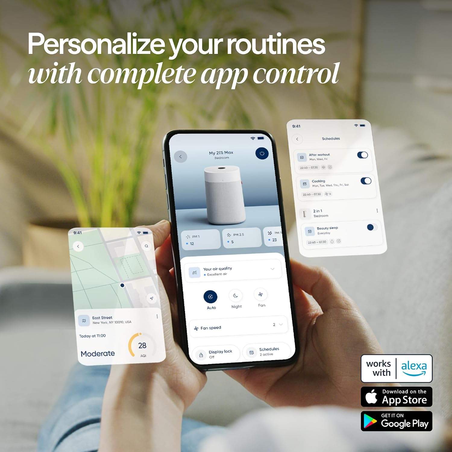 BLUEAIR Air Purifiers for Large Rooms, Cleans 3,048 Sqft In One Hour, HEPASilent Smart Air Cleaner For Home, Pets, Allergies, Virus, Dust, Mold, Smoke - Blue Pure 211i Max