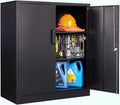 SISESOL 36 inch Metal Storage Cabinet with Doors and Shelves,Small Garage Storage Cabinet with Lock,Black Metal Cabinets with Locking Doors for Home,Office,Short Garage Cabinets
