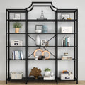 Auromie Triple Wide 5-Tier Bookshelf, 70.87' L x 79.13' H Extra Large Bookcase, Tall Open Etagere Display Shelf with Metal Frame, Freestanding Modern Storage Shelves for Home Office (Black)
