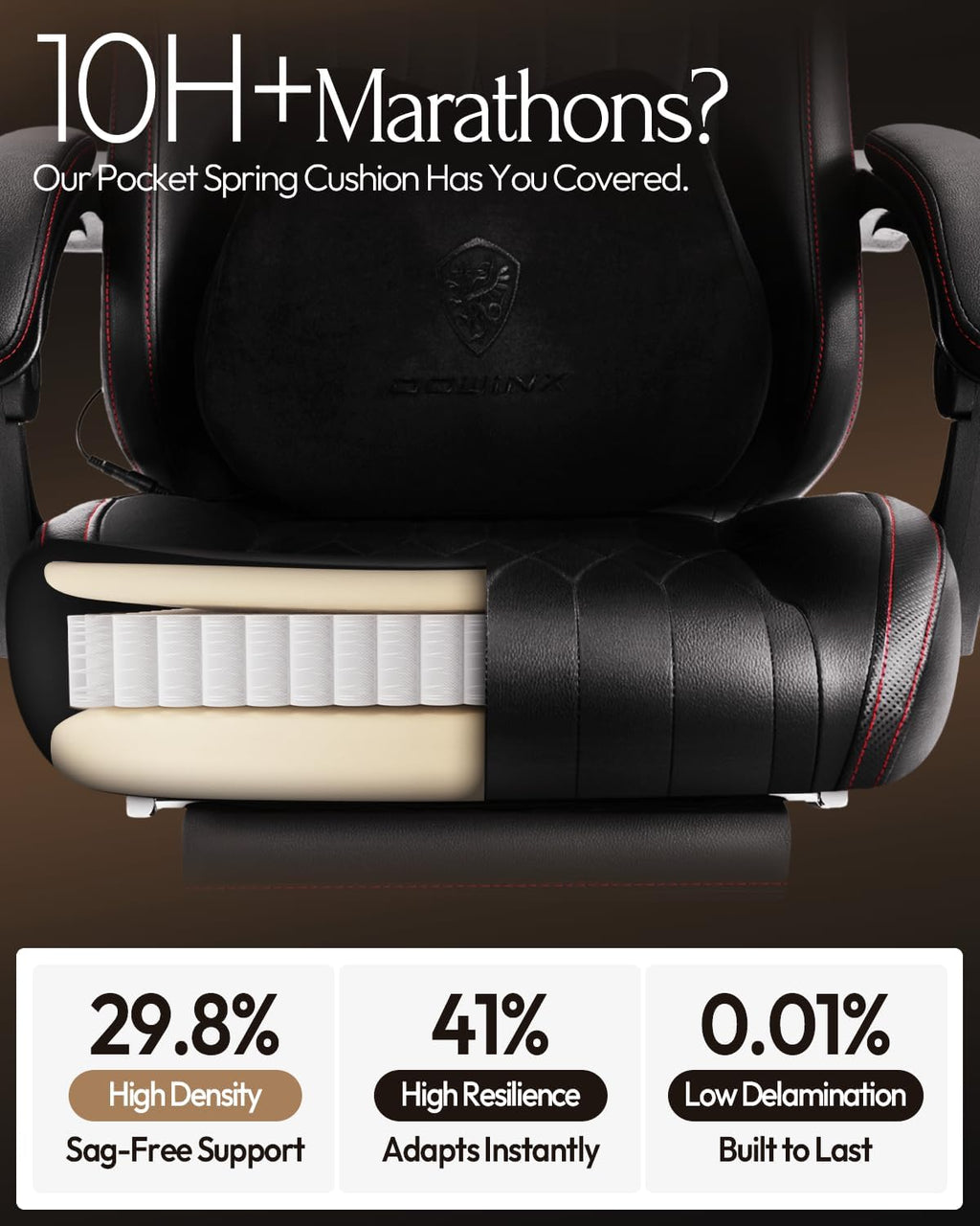 Dowinx Gaming Video Gaming Chair with Shiatsu Neck Massage and Lumbar Support for Home Office High Back Recliner Height Adjustable Ergonomic Comfy Leather Computer Desk Chair (Black)