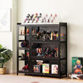Display Cabinet, Curio Cabinet with Acrylic Doors, Figures and Curio Collection Display Case, Floor Standing Clear Showcase for Living Room Bedroom Black (Three Styles) 100×33×111cm