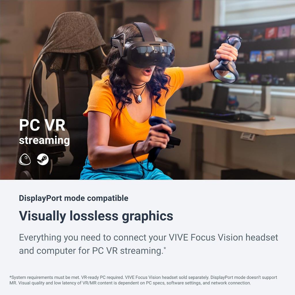 HTC VIVE Wired PC Streaming Kit for VIVE Focus Vision VR Headset - DisplayPort Mode Compatible