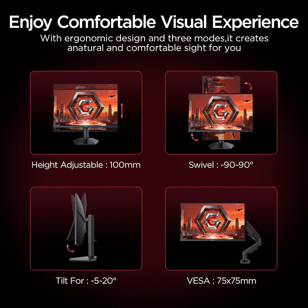 KOORUI 27' 4K Gaming Monitor - Dual Mode UHD 160Hz or FHD 320Hz, Fast IPS 1ms, FreeSync Premium & G-SYNC Compatible, HDMI 2.1/DP 1.4, HDR400, Height/Pivot/Tilt Adjustable, PC & Console Ready, G2741L