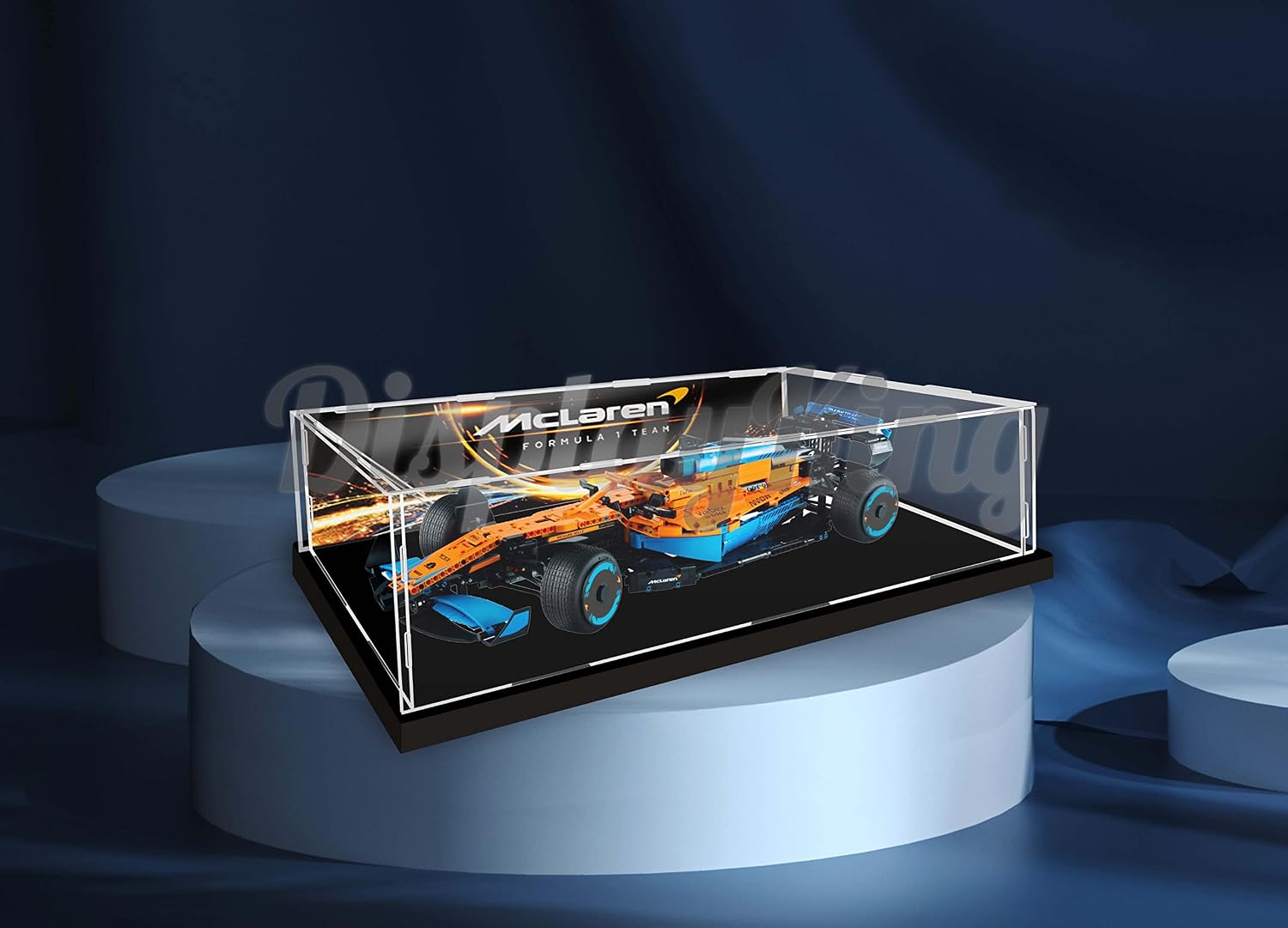 Acrylic Display case with Screw for Lego McLaren Formula 1 Race Car 42141 (Lego Set is not Included) (with Theme Background)(US Stock)