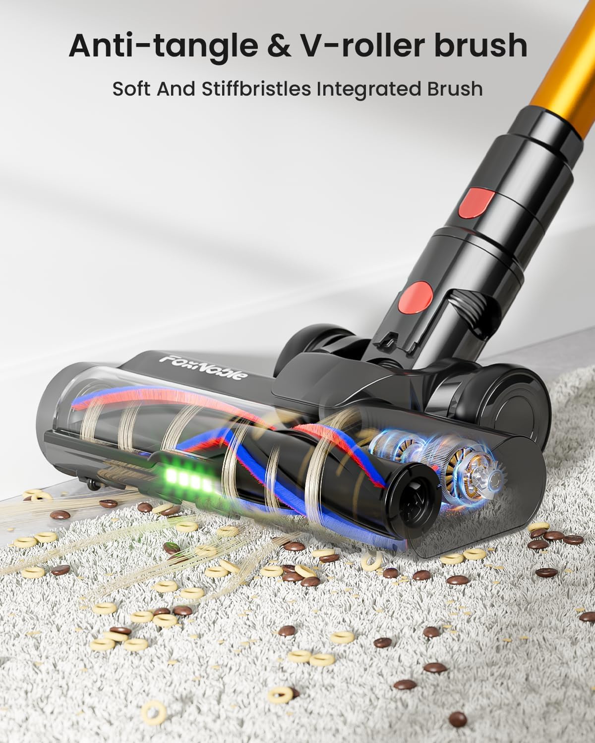 Cordless Vacuum Cleaner,50KPa 600W 65Mins Vacuum Cleaners for Home,Stick Vacuum with LED Display &Anti-tangle Brush and Self-Standing Design,Vacuum Cleaner for Hardwood Floors,Carpet,Pet Hair,Car