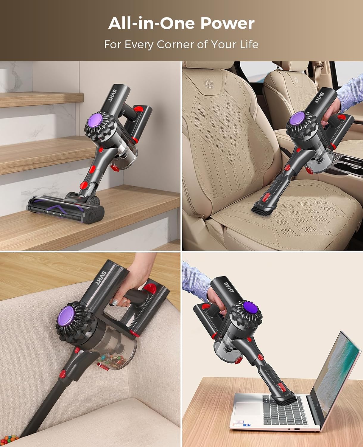 Cordless Vacuum Cleaner, 450W 40KPA Vacuum Cleaners for Home, 45 Mins Lightweight Stick Vacuum Cordless with LED Display, Rechargeable Battery Vacuum for Carpet,Pet Hair,Hardwood Floor