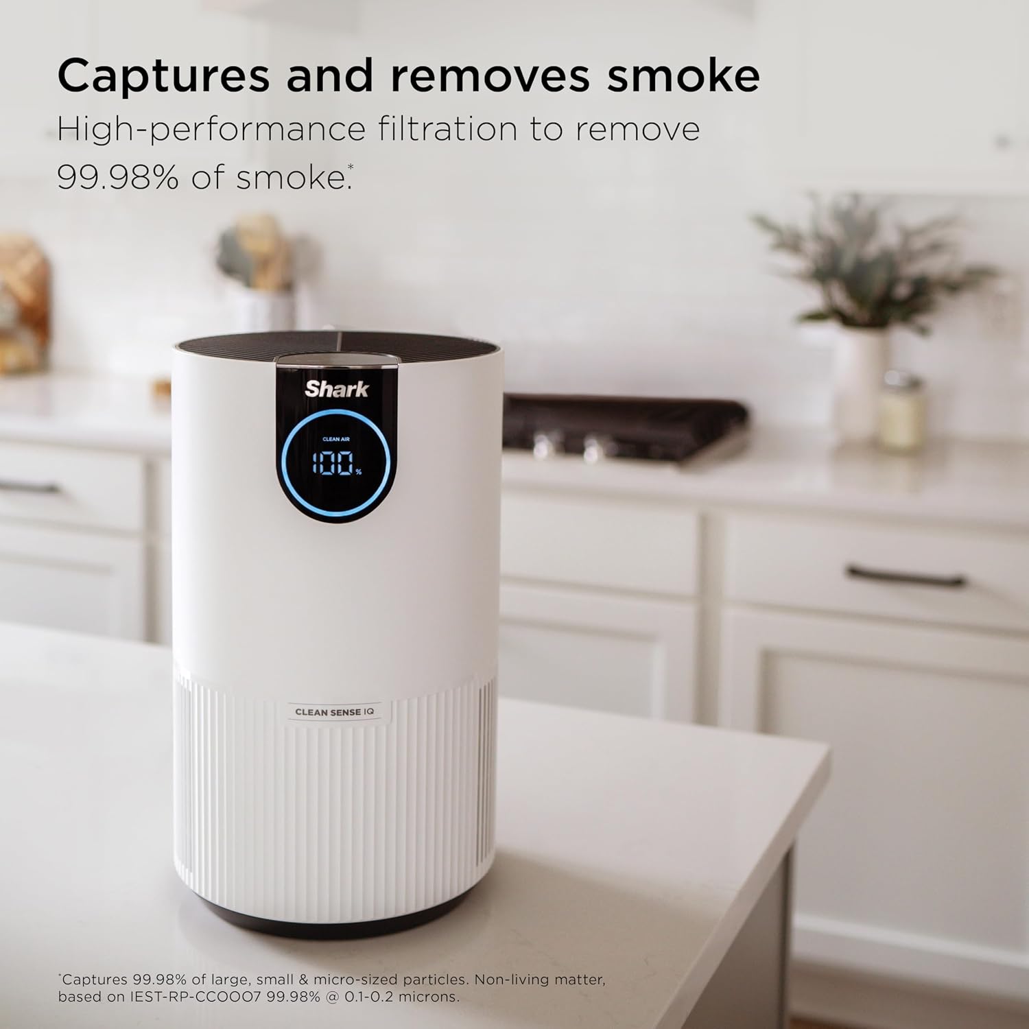 Shark HP132 Clean Sense Air Purifier with Odor Neutralizer Technology, HEPA Filter, 500 sq. ft., Small Room, Bedroom, Office, Captures 99.98% of Particles, Dust, Smoke & Allergens, Portable, White